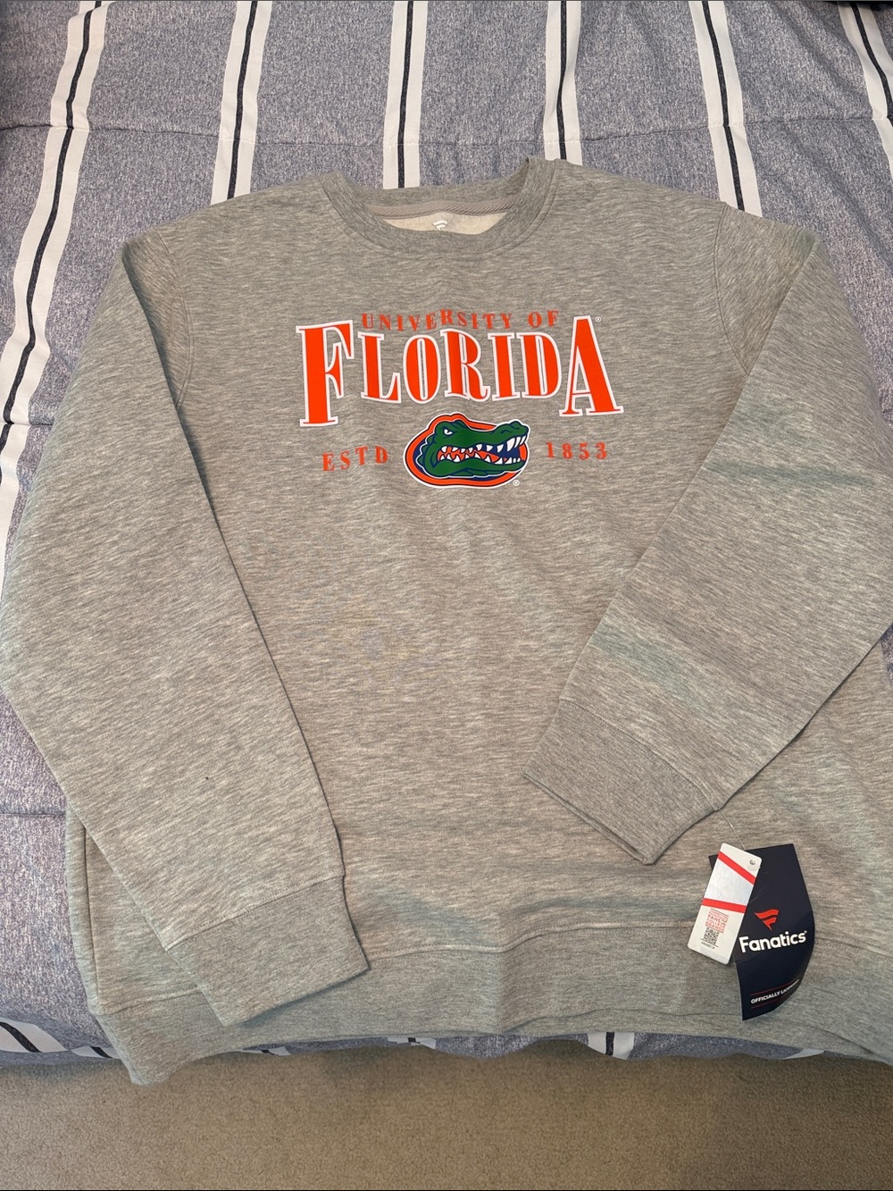 Fanatics Gray University of Florida Crewneck with Orange & Green Logo